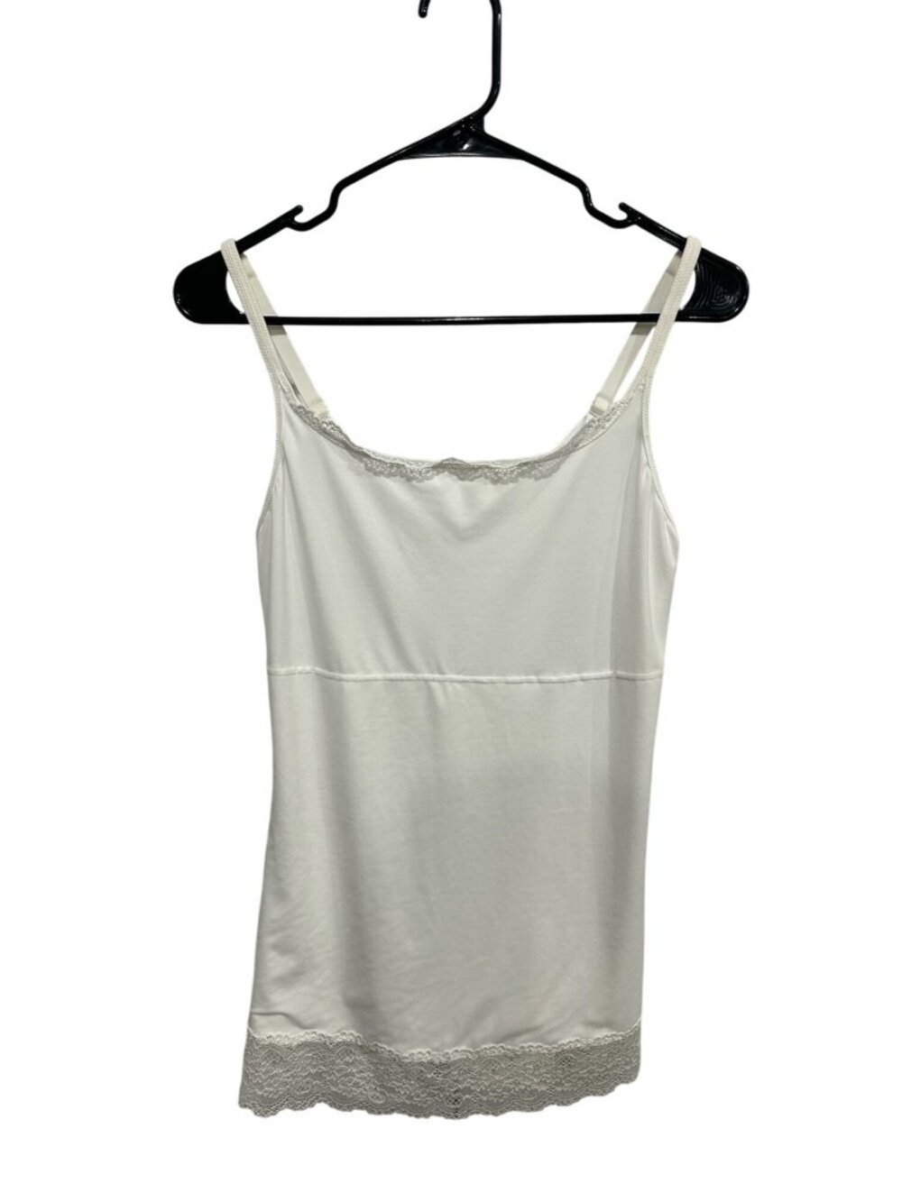 Flexees by Maidenform Large White Lace Trim Camisole Stretch Retro Coquette